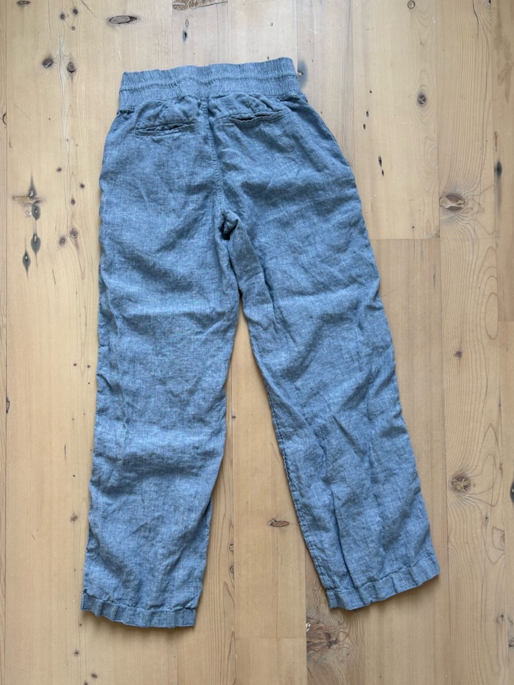 Athleta Mid-Blue Cabo Linen Wide Leg Pull Up Drawstring Pants - Beach Casual - Picture 4 of 8